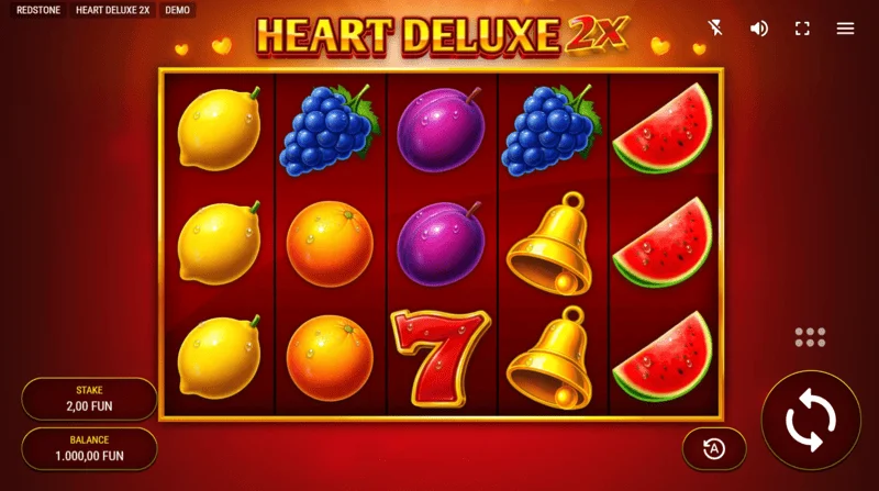 Heart Deluxe 2x - ekran gry z bębnami 5×3
